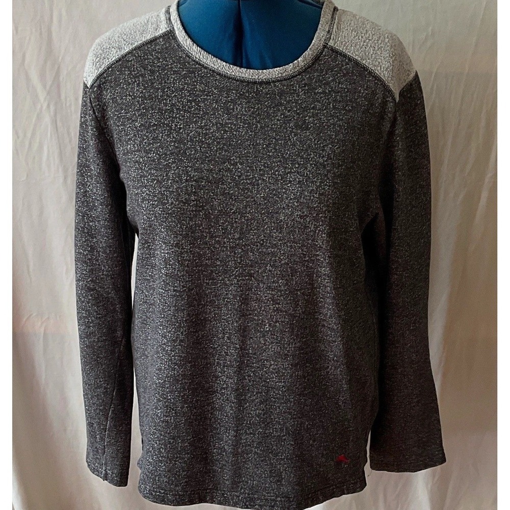 Tommy Bahama Mens L Gray Crew Neck Pullover Sweatshirt Logo Cotton Poly Knit